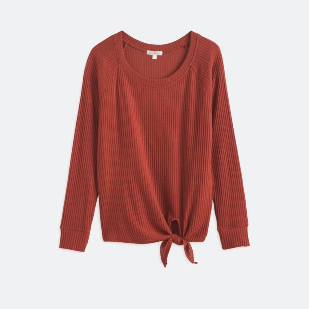 Nine Britton Rust Long Sleeve Tie-Front Top